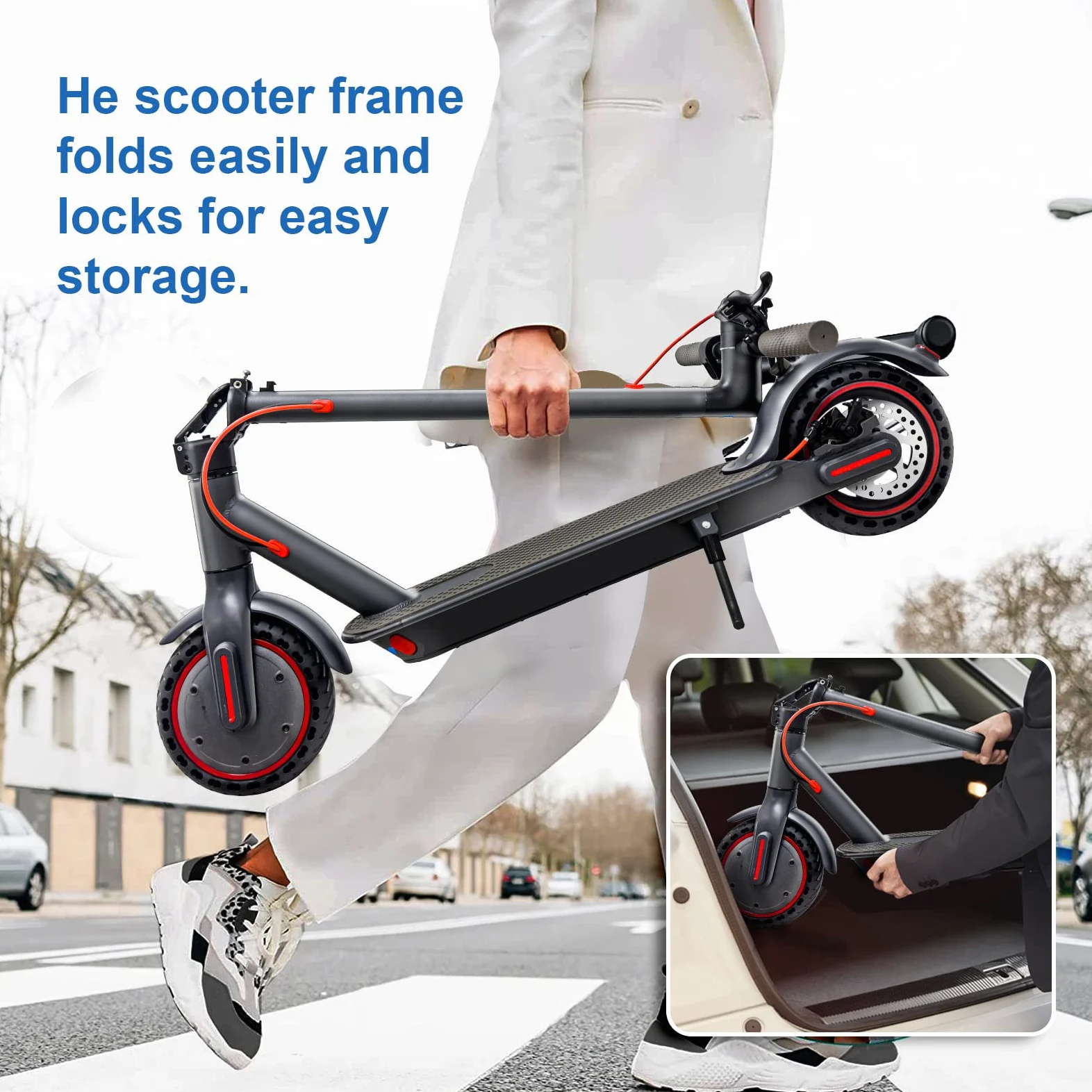8,5" Monopattino elettrico pieghevole in lega di alluminio Connettività App legale per strada inclusa funzione di blocco Carico, 30Km di Autonomia, Batteria 387 Wh, Carico Massimo 120KG