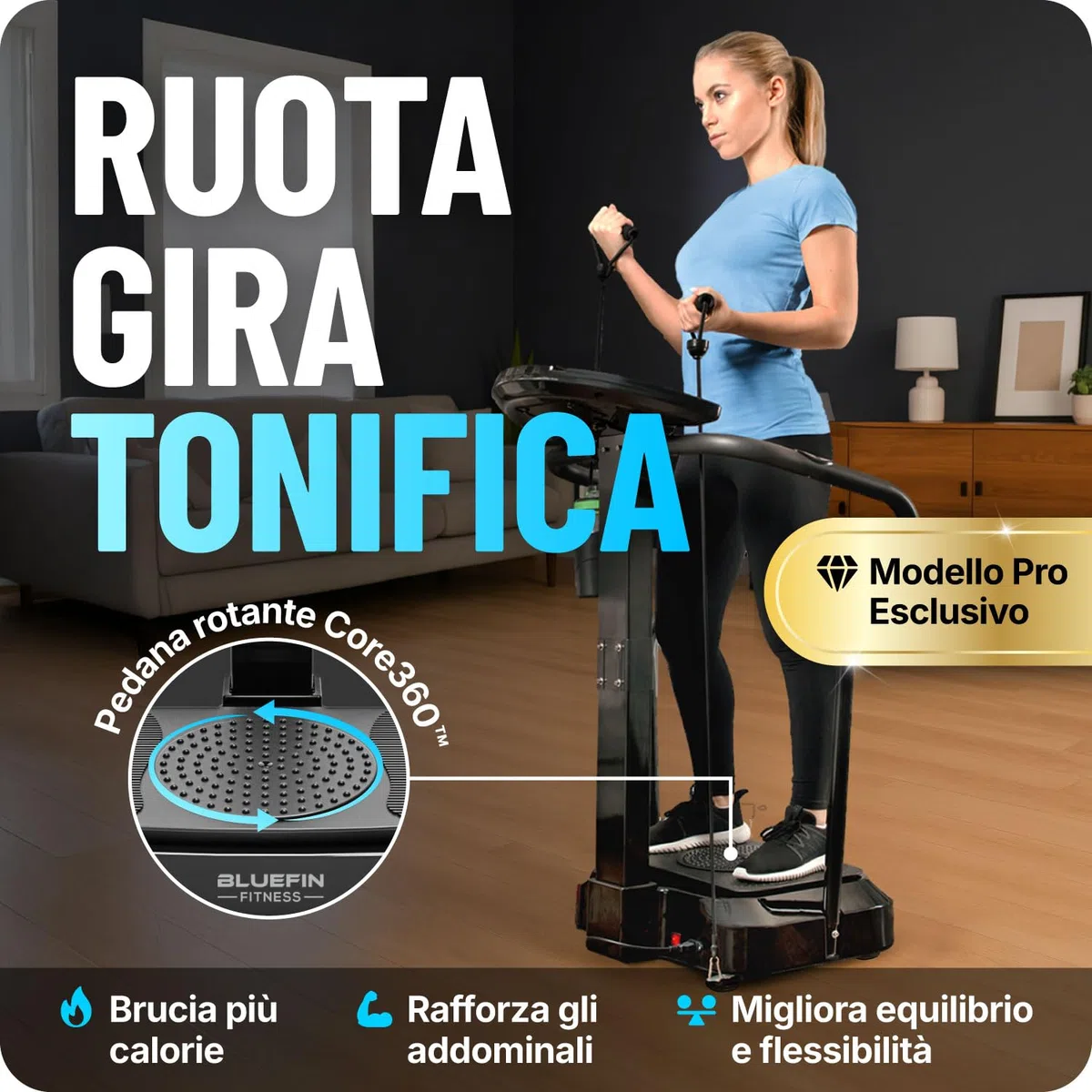 Bluefin Fitness Vibration Plate | Pro Model | Upgraded Design with Silent Motors | Comes with Built in Speakers