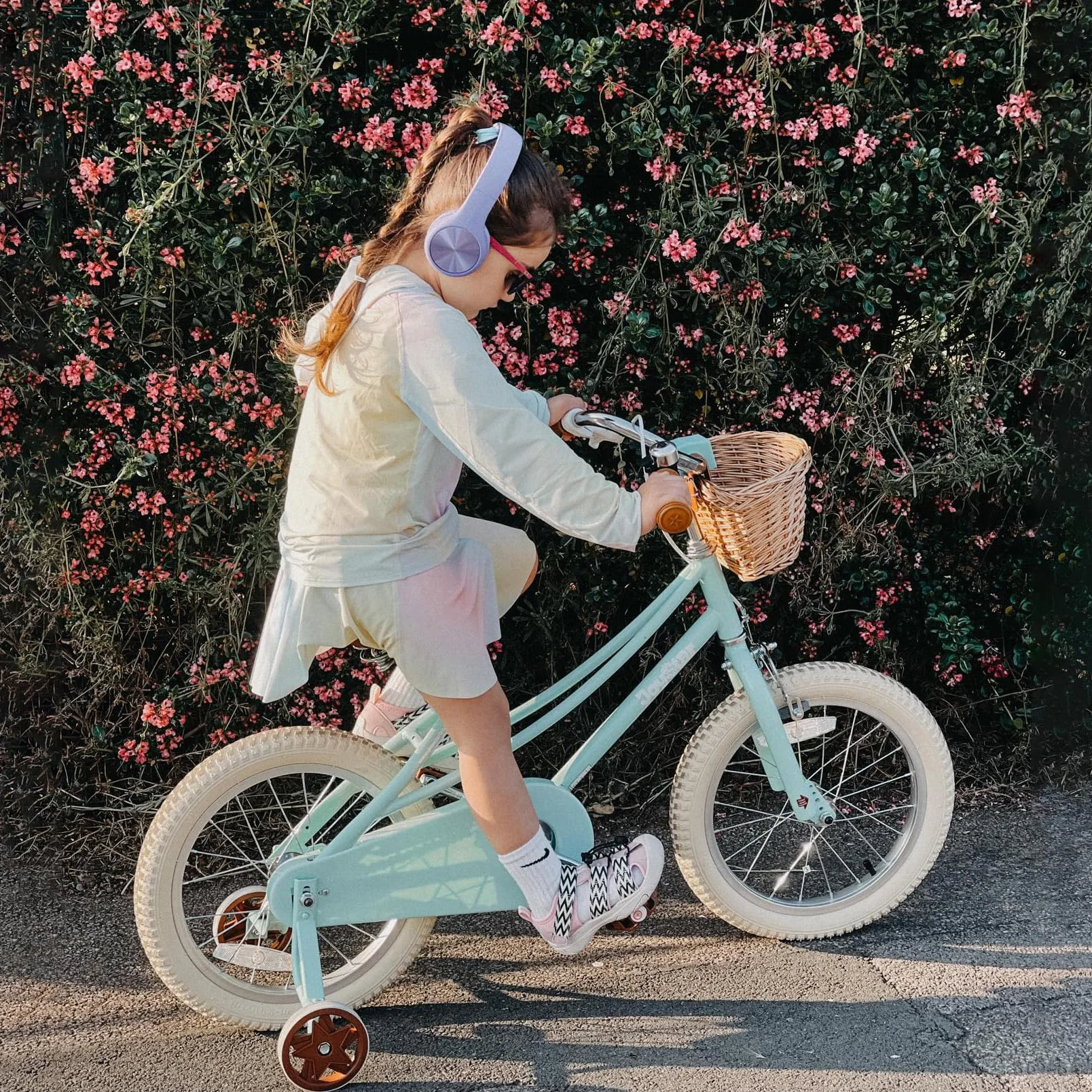 JOYSTAR 16 pollici bicicletta per bambini con ruota di allenamento e cestini, bicicletta per bambini per 4-7 anni ragazze, verde…