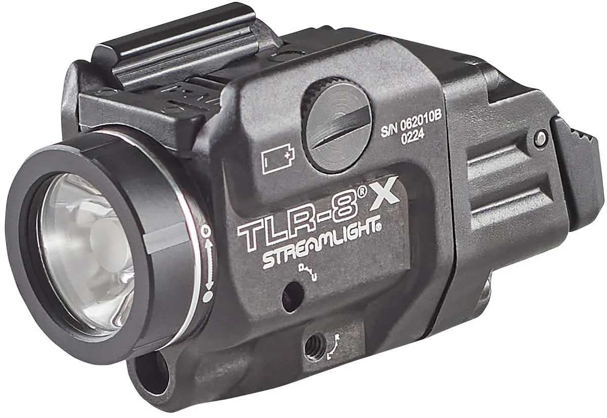 Streamlight 69414 TLR-8 x 500 lumen arma tattica con laser rosso integrato per pistole selezionate, incluse opzioni di interruttore posteriore, kit di montaggio e chiave, nero
