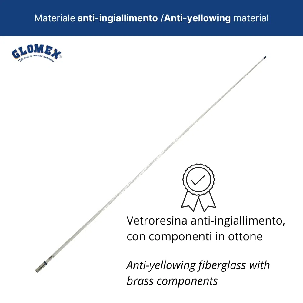 Glomex – Antenna AIS Glomeasy ad Alte Prestazioni 2,4m (Bianco), Modello RA1225FME/AIS – Installazione Rapida FME, Alto Guadagno 6dB, Per barche a vela, motore, gommoni, yacht – Massima Ricezione AIS