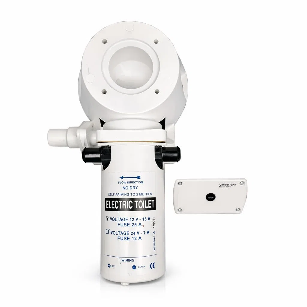 Navpower Kit Trasformazione Conversione per Toilette WC Universale 12v - Kit conversione WC Toilette da Manuale a Elettrico Orrizontale - Barca Camper Roulotte - Compatibile con Jabsco TMC Ocean