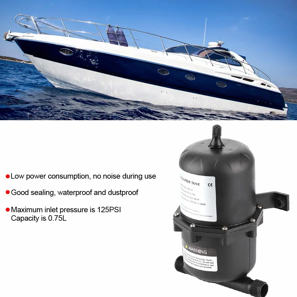 Serbatoio a Pressione Dell'accumulatore, Yctze Serbatoio a Pressione Dell'accumulatore Controllo del Flusso della Pompa Dell'acqua 0,75 L 125PSI Impermeabile per Barca RV Marina shurflo accumulator pe