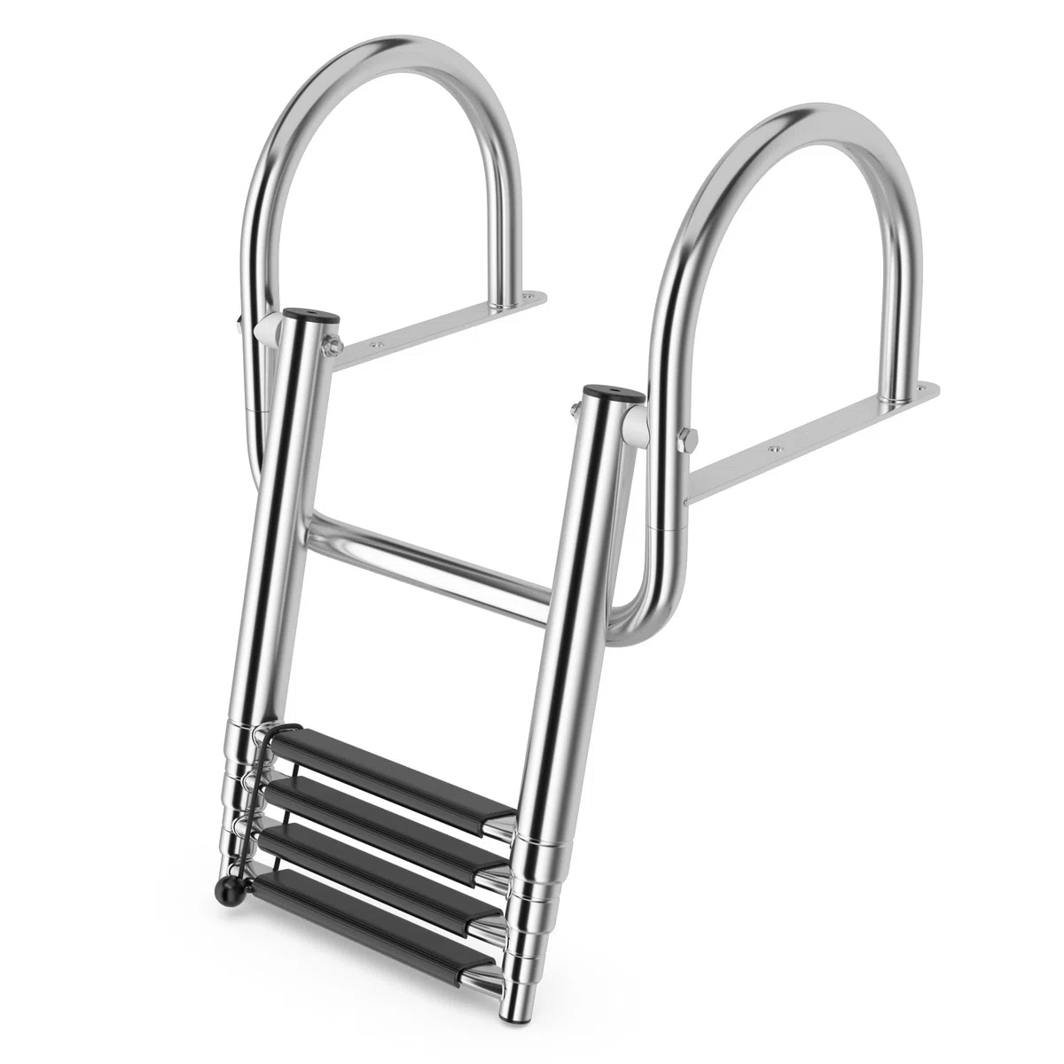 SOARS Scaletta da piscina pieghevole, 4 gradini, in acciaio inox, telescopica, con corrimano e gradini antiscivolo, scala in acciaio inox fino a 227 kg, portata posteriore