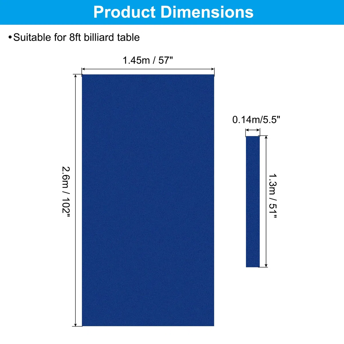 PATIKIL Tessuto per Biliardo 8ft, Feltro per Tavolo Biliardo Professionale con 6 Strisce Panno, Accessori Ricambio in Panno Biliardo per Bar Club, Blu