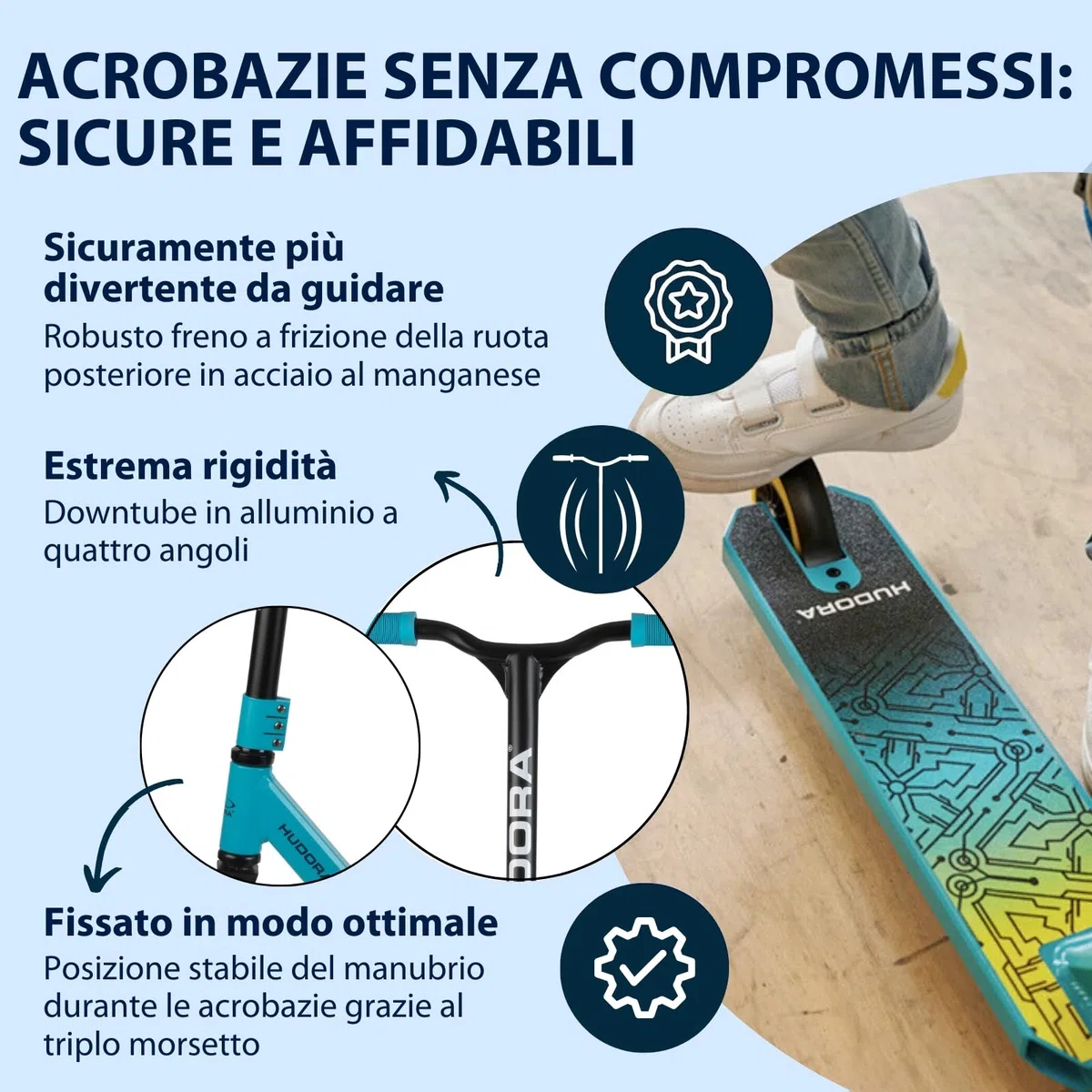 Hudora Stuntscooter - Stunt - Monopattino per Bambini, Colore: Verde Unisex Bambini