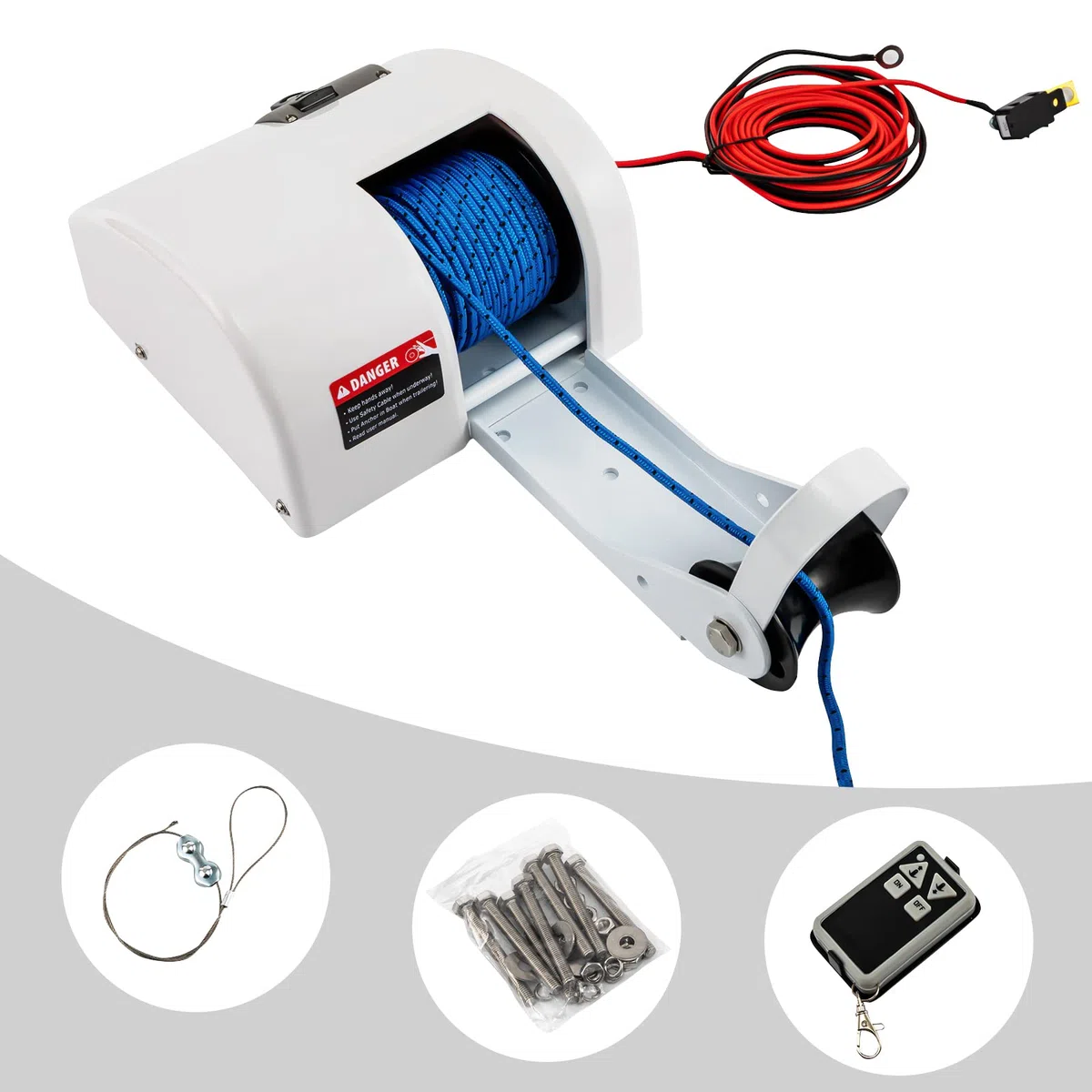 Verricello elettrico da 12 V, 30 m, salpa ancora, verricello elettrico, acqua dolce salata per ancoraggio