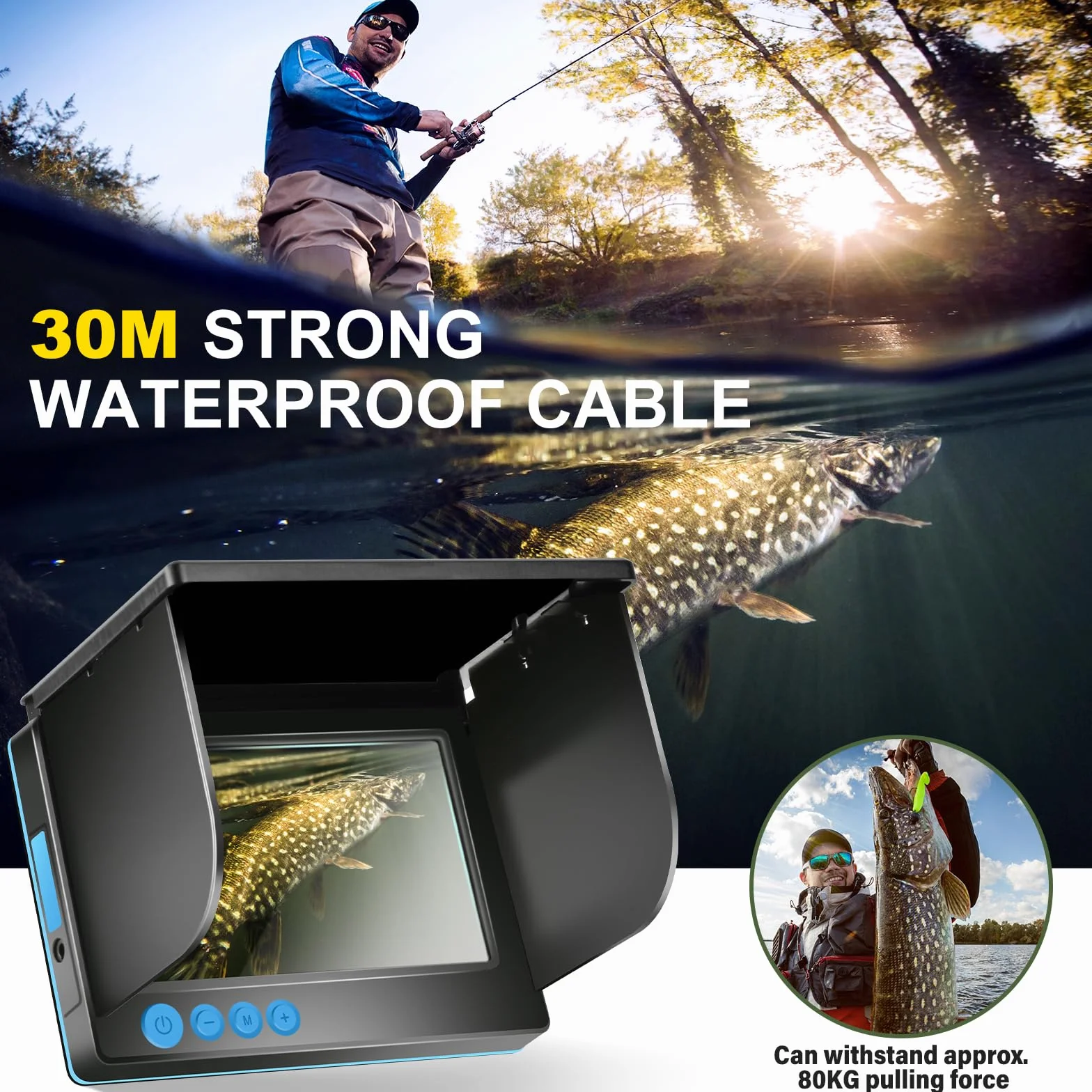 Fischfinder Fish Finder - Fotocamera con display IPS da 5 pollici, fotocamera subacquea, visione notturna grandangolare, IP65, impermeabile, per ghiaccio, fiume e barca