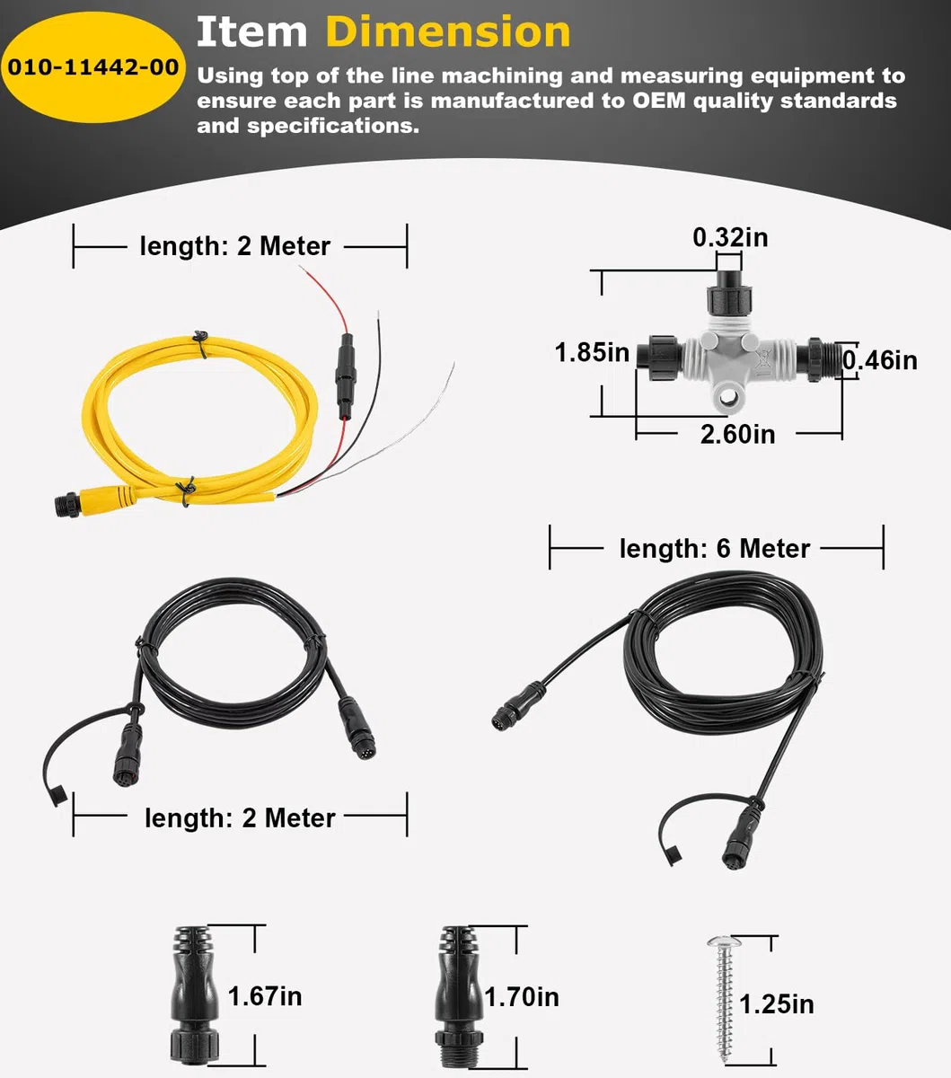 010-11442-00 NMEA 2000 Starter Kit per Garmin ECHOMAP Chirp, ECHOMAP Plus, cavo di alimentazione NMEA 2000, cavo backbone con connettore a T e terminatore maschio femmina