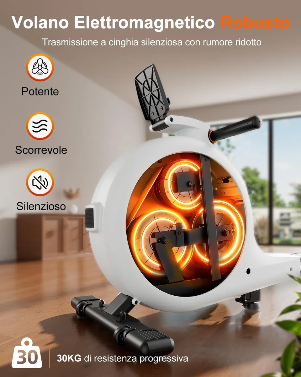 Superun Vogatore per Casa, Magnetico con 32 Livelli di Resistenza, APP Controllo Vogatore Professionale per Casa con LCD Display
