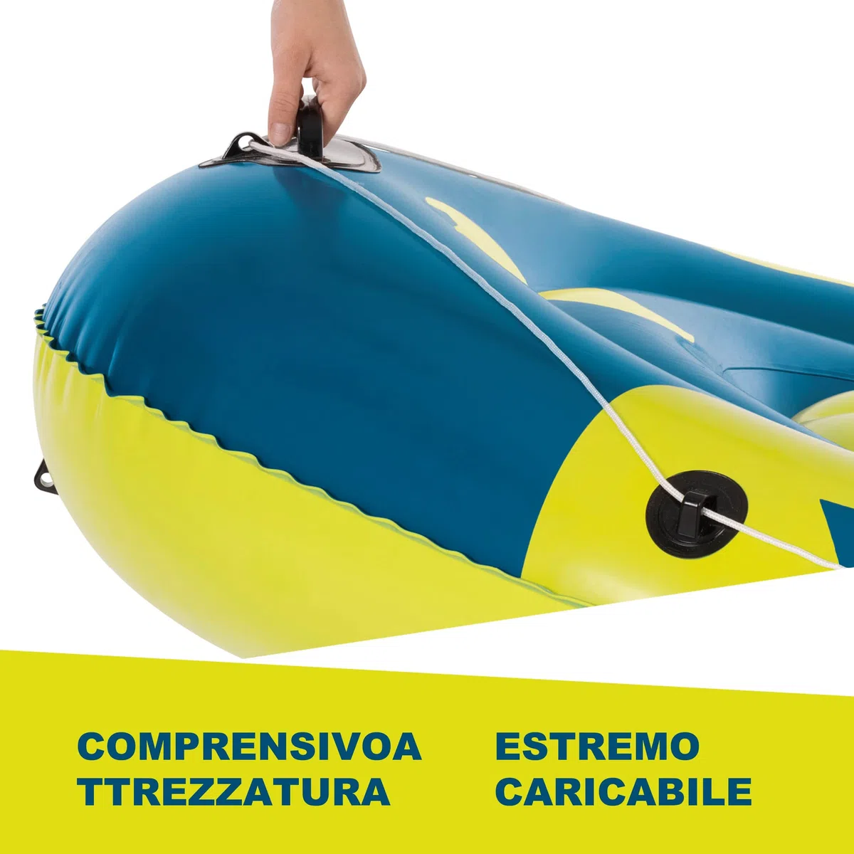 Hoberg Gommoni per imbarcazioni 2 posti / 4 posti | Adatto per 2 o 4 persone | Con 2 panche, 2 pagaie, pompa, kit di riparazione, 2 supporti per la pesca, sacca asciutta e altri accessori [blu/giallo]