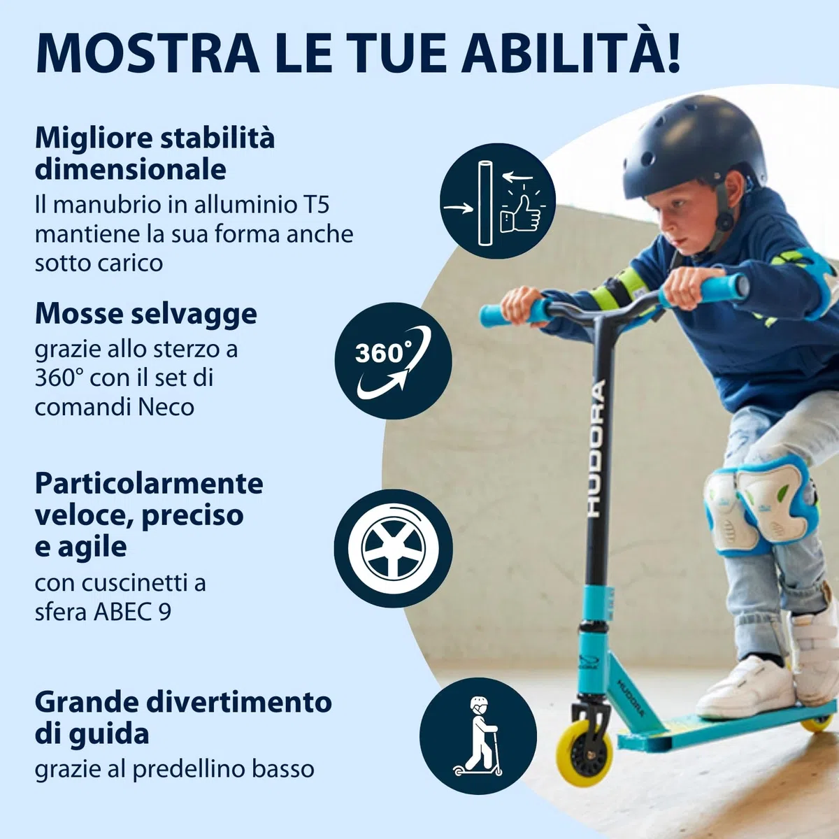 Hudora Stuntscooter - Stunt - Monopattino per Bambini, Colore: Verde Unisex Bambini