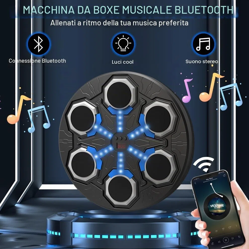 Music Boxing Machine, LED Bluetooth intelligente Music Box Macchina con funzione di conteggio, USB ricaricabile Smart Boxe con 15 modalità di velocità, macchina da boxe montata a parete per adulti