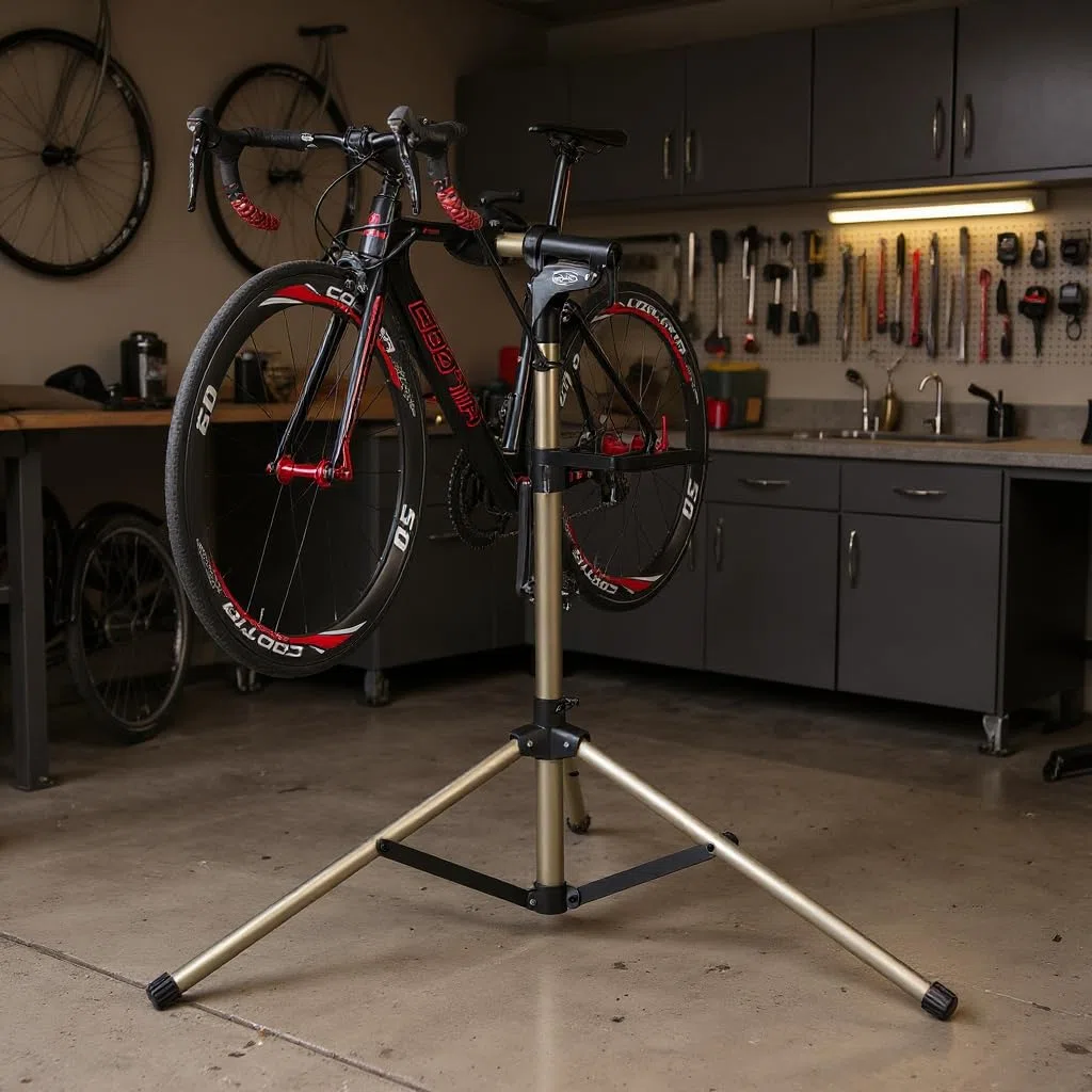 Supporto per il montaggio della bicicletta con vassoio magnetico per attrezzi, carico fino a 60 libbre, in lega di alluminio, regolabile in altezza, pieghevole e testa di serraggio girevole a 360°