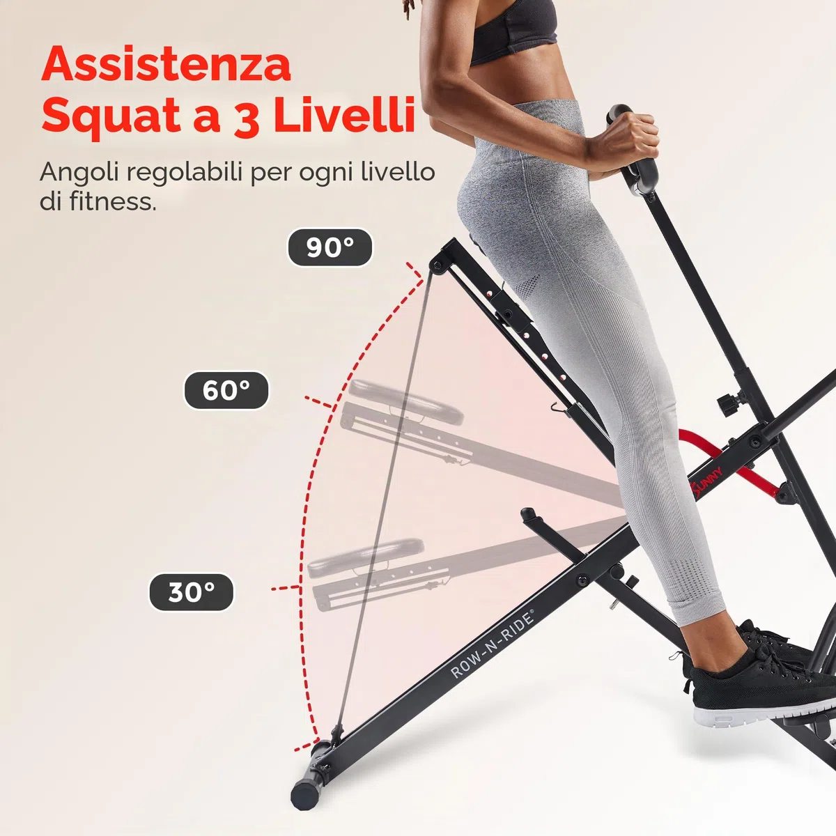 Sunny Health & Fitness Smart Upright Row-N-Ride con resistenza regolabile, attrezzatura pieghevole per esercizi domestici per braccia