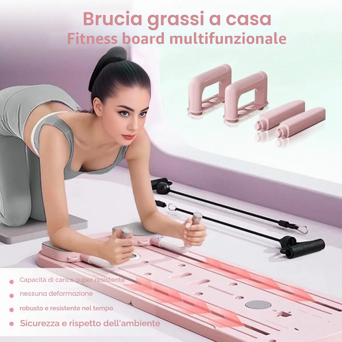 Pilates Board Upgraded Pilates Reformer Machine, Pilates Board Riformer Set Ab Roller Attrezzature per allenamento completo per Homegym