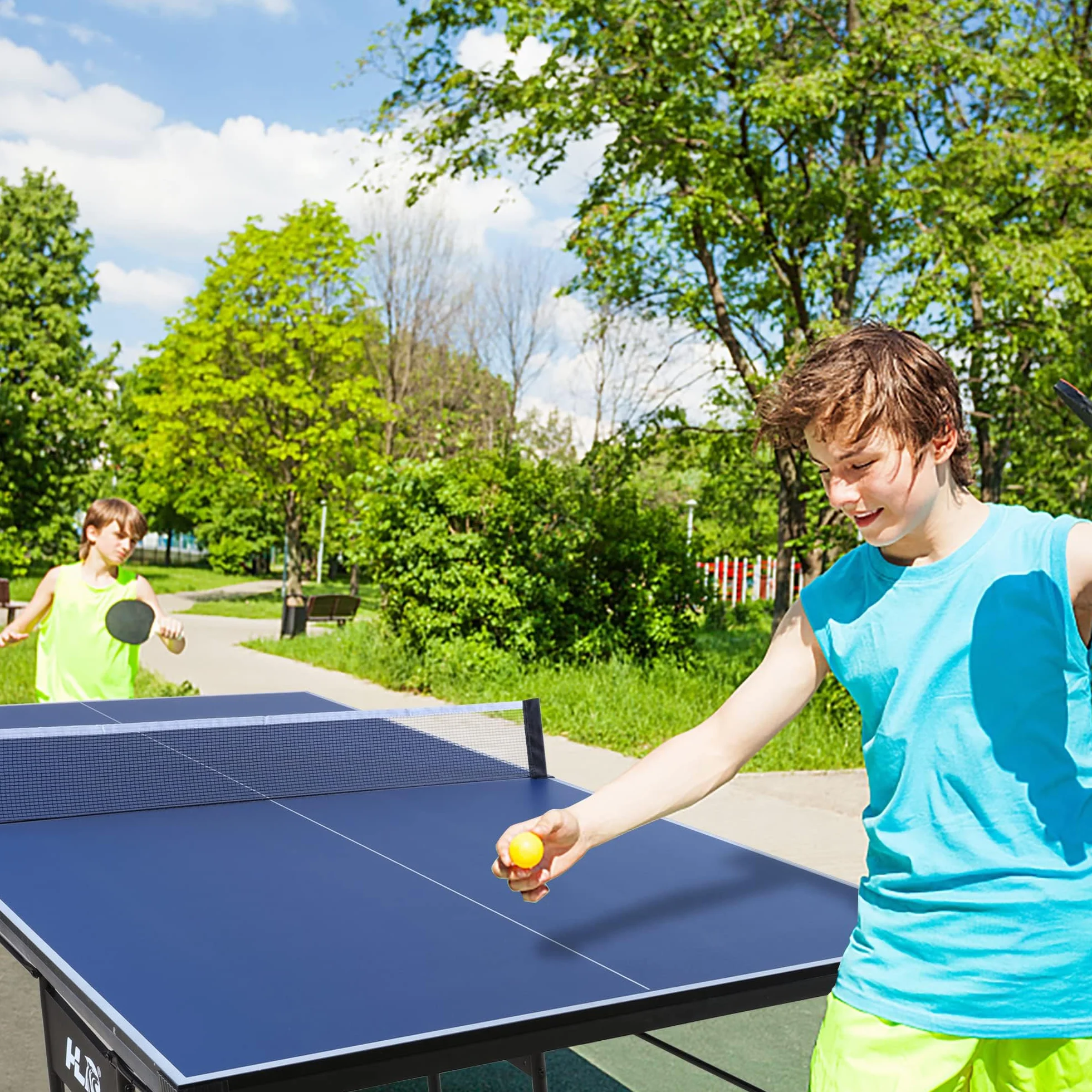 HLC Tavolo Ping Pong，tavolo ping pong pieghevole，7 Piedi Tavolo da Ping Pong，Adatto per Casa, Ufficio e Palestra，Regalo per Bambini（206 * 114.5 * 76cm）