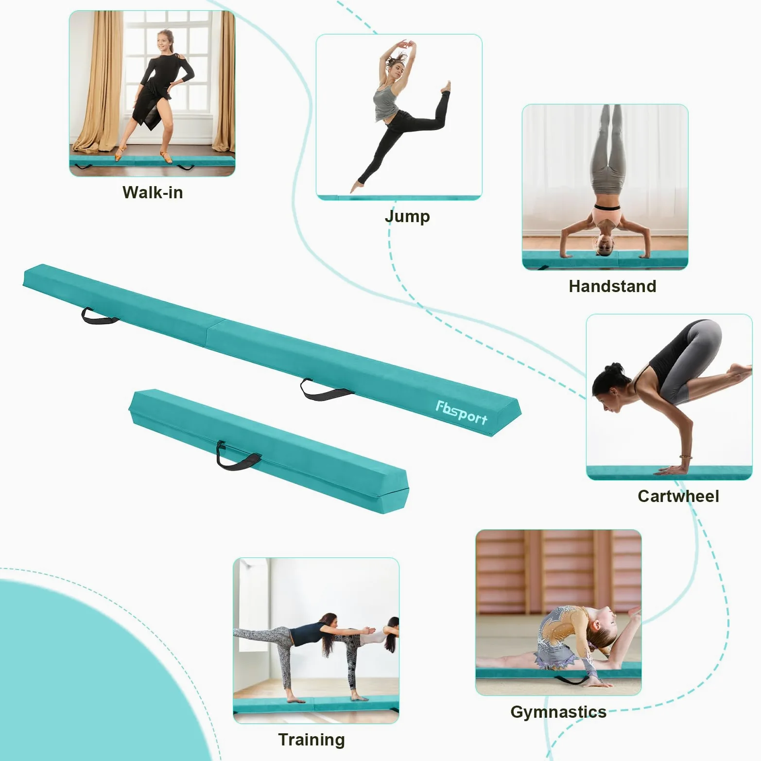 FBSPORT 270 CM Trave di Equilibrio Pieghevole, Trave di Equilibrio per Ginnastica, Trave di Pavimento per Palestra, Trave di Equilibrio a Strati Floccanti, Attrezzature per Il Fitness per Bambini