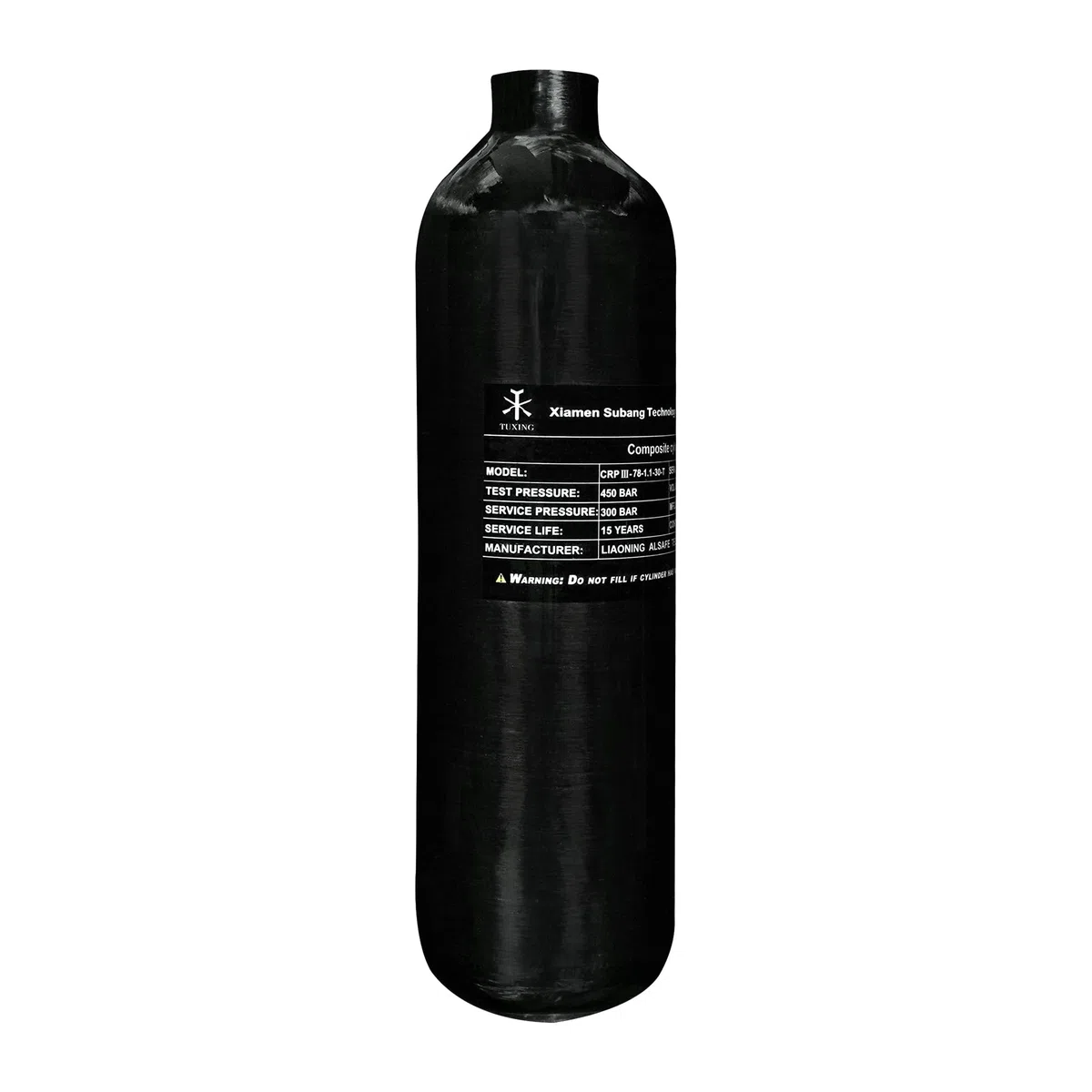 30Mpa 4500Psi 1.1L 67Cu in Serbatoio HPA in Fibra di Carbonio da 700 CC, bombola del Gas, Caccia al Paintball per Fucile ad Aria compressa PCP Daystate e Filettatura FX M18 * 1.5zwart