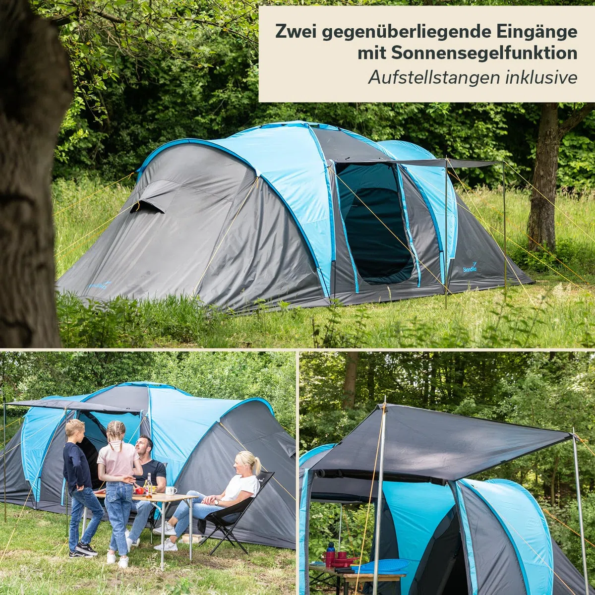 Skandika Hammerfest 4 persone - Tenda de campeggio familiare - zanzariera - 2x cabine da letto