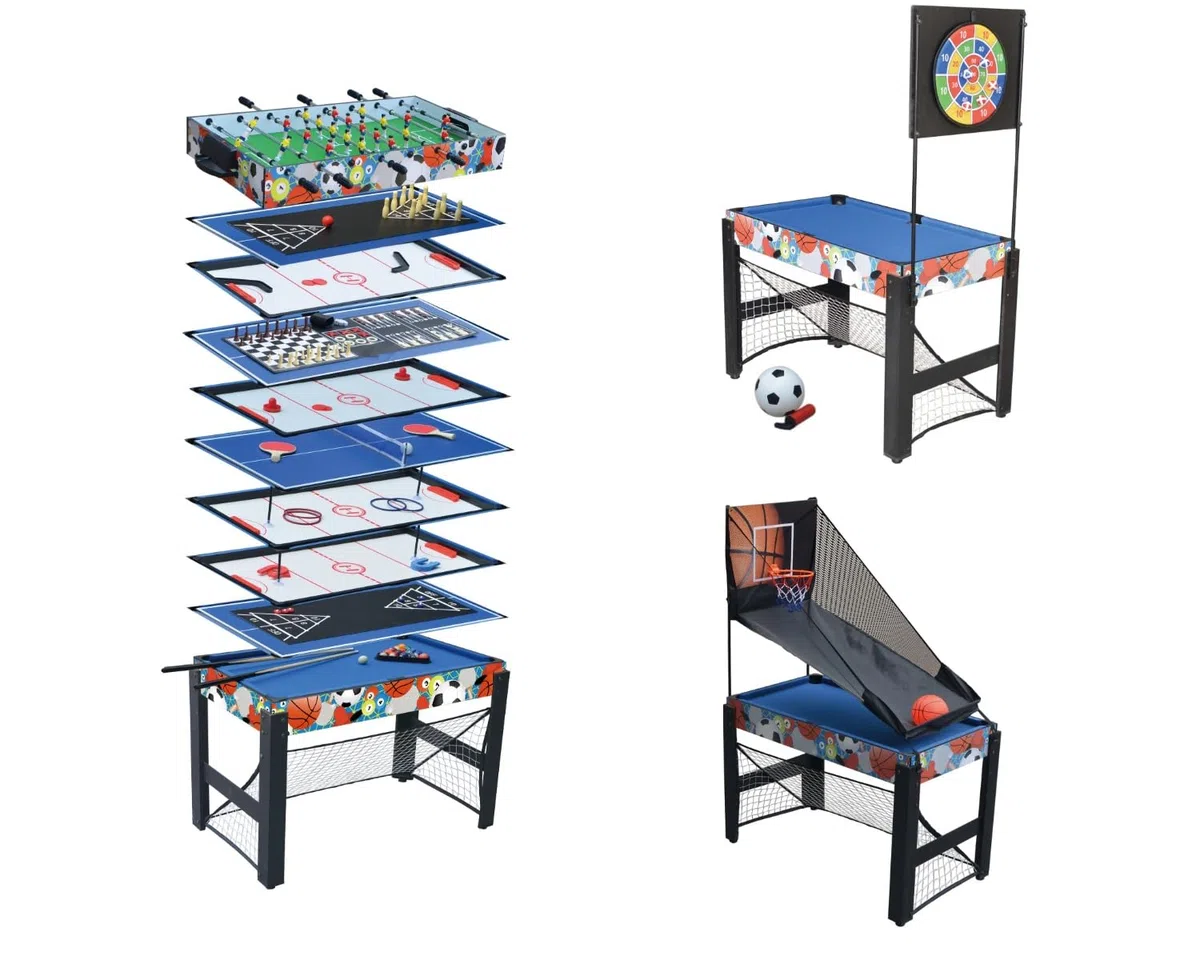 Tavolo Multigioco ANTARES 16 in 1 - Biliardino, Biliardo, Ping Pong, Scacchi, Hockey e Altri Giochi - Divertimento Completo