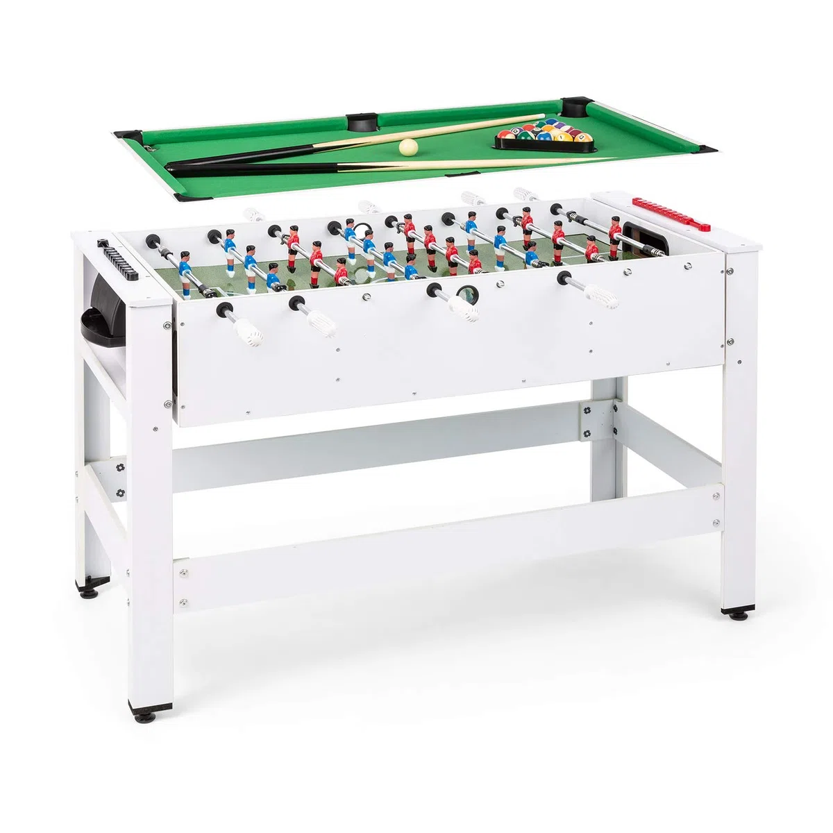 Klarfit Spin 2 in 1 - Calcio Balilla e Tavolo Multigioco Adulti, Biliardo: 105x58 cm, Rivestimento Verde, Biliardino, Accessori Inclusi, Tavolo da Gioco Rotante per rapido Cambio Gioco