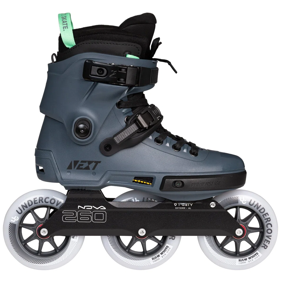Powerslide Next Pro 110 - Urban Inline Skates con montaggio a 3 punti, misura 36 – 47 – 3 x 110 mm, cuscinetti a sfera ABEC 9 in petrolio/blu scuro