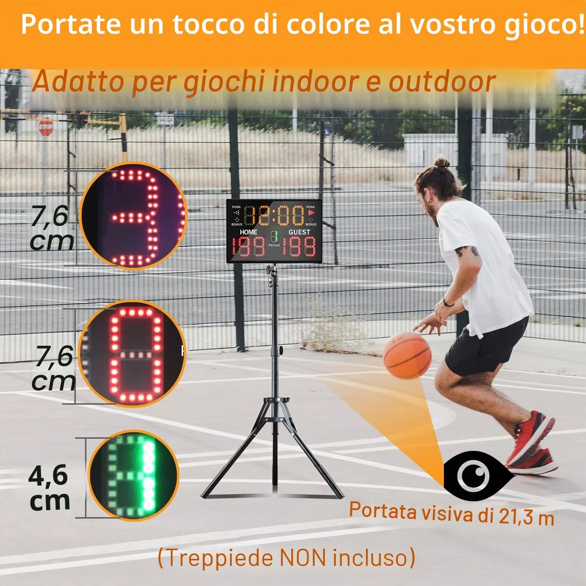 YZ Tabellone segnapunti elettronico a batteria con cicalino, tabellone segnapunti digitale da tavolo portatile con telecomando, da parete professionale punteggio score keeper per multisport indoor