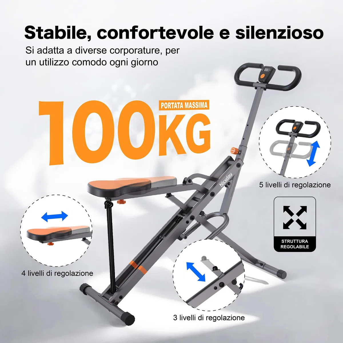 Niceday Macchina Addominali come Total Crunch con Resistenza Regolabile Salvaspazio Assemblato 95% Total Training Crunch