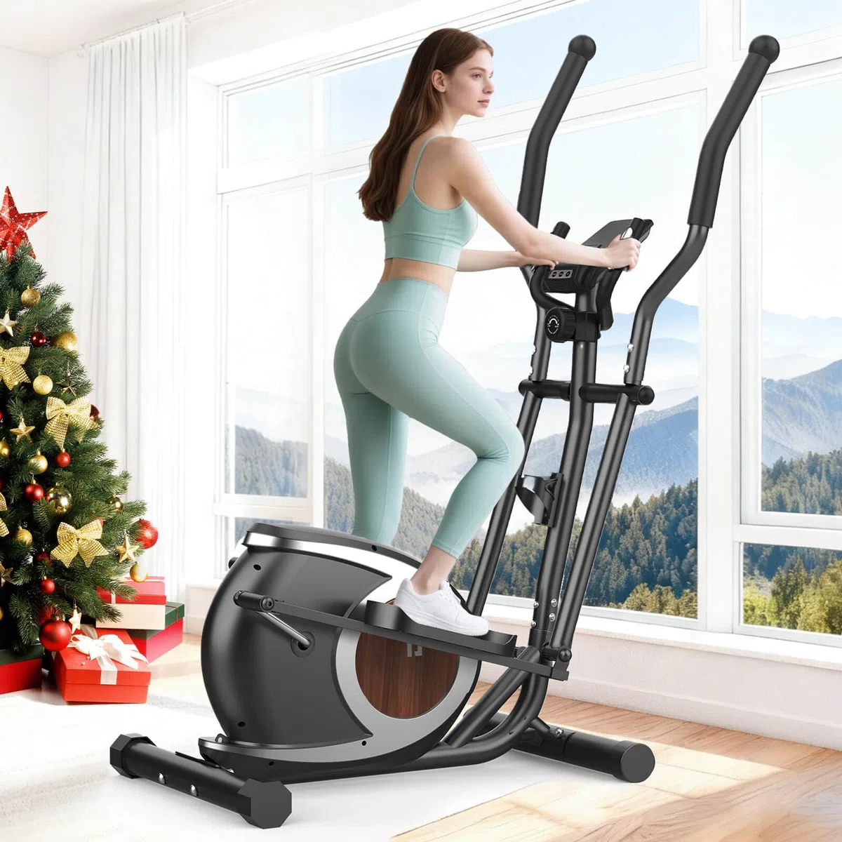 Ellittiche Da Casa, Macchina Ellittica Magnetica con APP Bluetooth Intelligente, 16 Livelli di Resistenza, Monitor LCD, Portabottiglie, Stepper Ellittico Per l'esercizio di Fitness Domestico