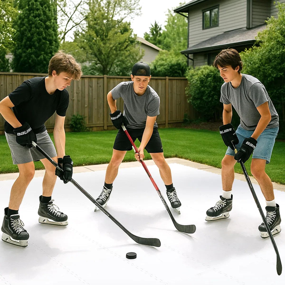 COSTWAY Piastrelle per Pavimenti da Hockey per Allenamento, Pista di Pattinaggio Artificiale Estensibile, Tavola di Ghiaccio Artificiale per Esterni, Facile Installazione, Confezione da 10