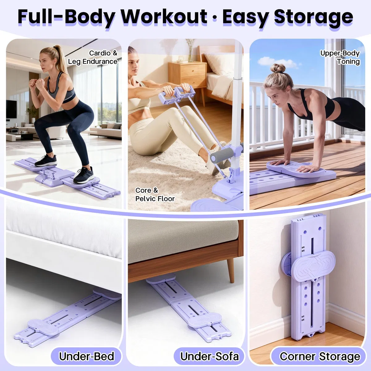 5 in 1 Mini Reformer Pilates per Casa, Tavola per Flessioni, Attrezzo per Addominali, Pilates Essential Kit con Maniglie Rimovibili, Portata di 150 Kg, per Allenare Core, Glutei e Braccia