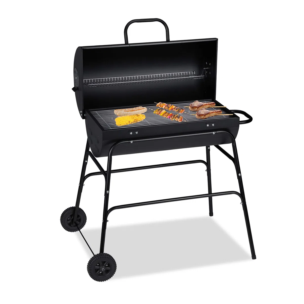 Relaxdays Griglia Portatile XXL, Instant Barbecue con Coperchio, Aerazione Regolabile, Stabile,HLP 96,5x103x64,5 cm,Nero
