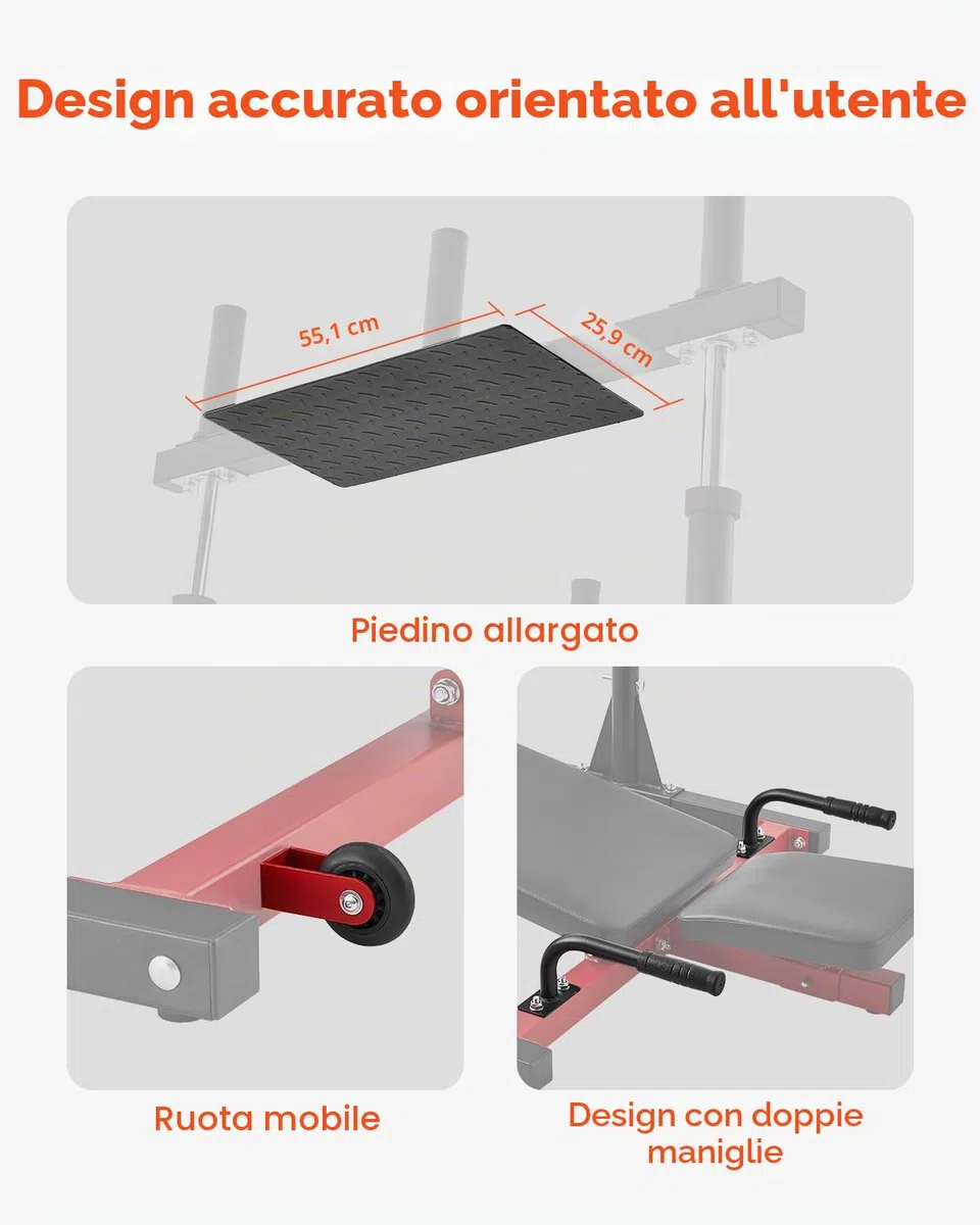 VEVOR Macchina per Pressa per Gambe Verticale, Attrezzatura Regolabile per Allenamento con Pressa per Gambe in Acciaio al Carbonio, per Palestra Domestica Capacità di 249,5 kg Nero Rosso