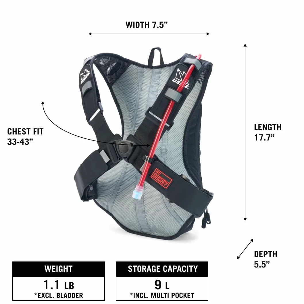 USWE Zaino unisex – adulto Outlander 9 nero carbonio 9 l