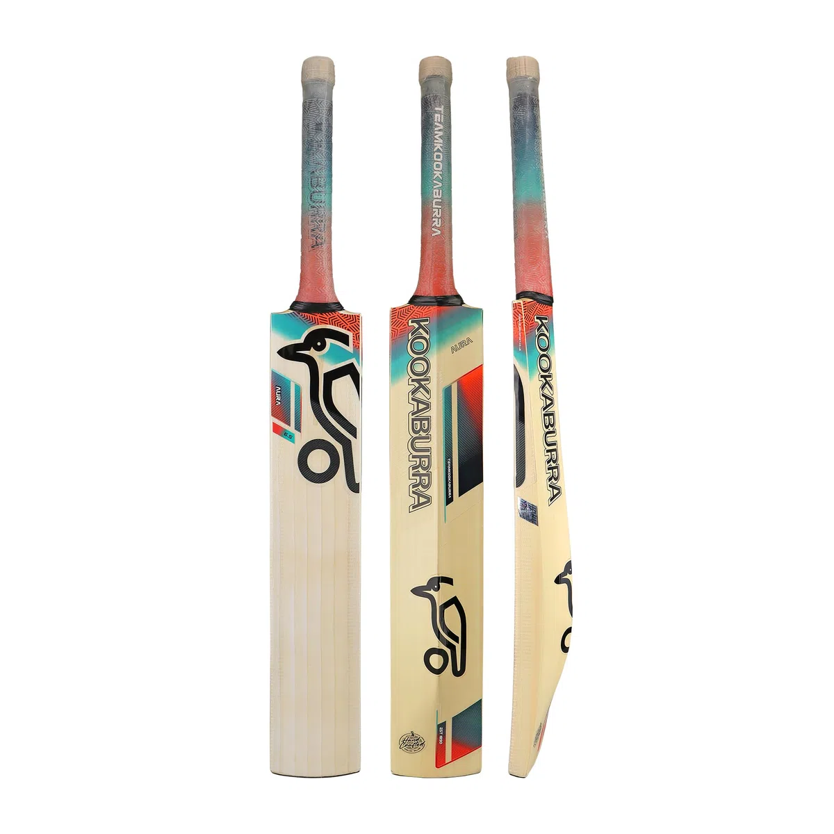 Kookaburra Aura 6.5 Cricket Bat, Short Handle, Mazza Unisex, Corallo/Blu, Manico Corto