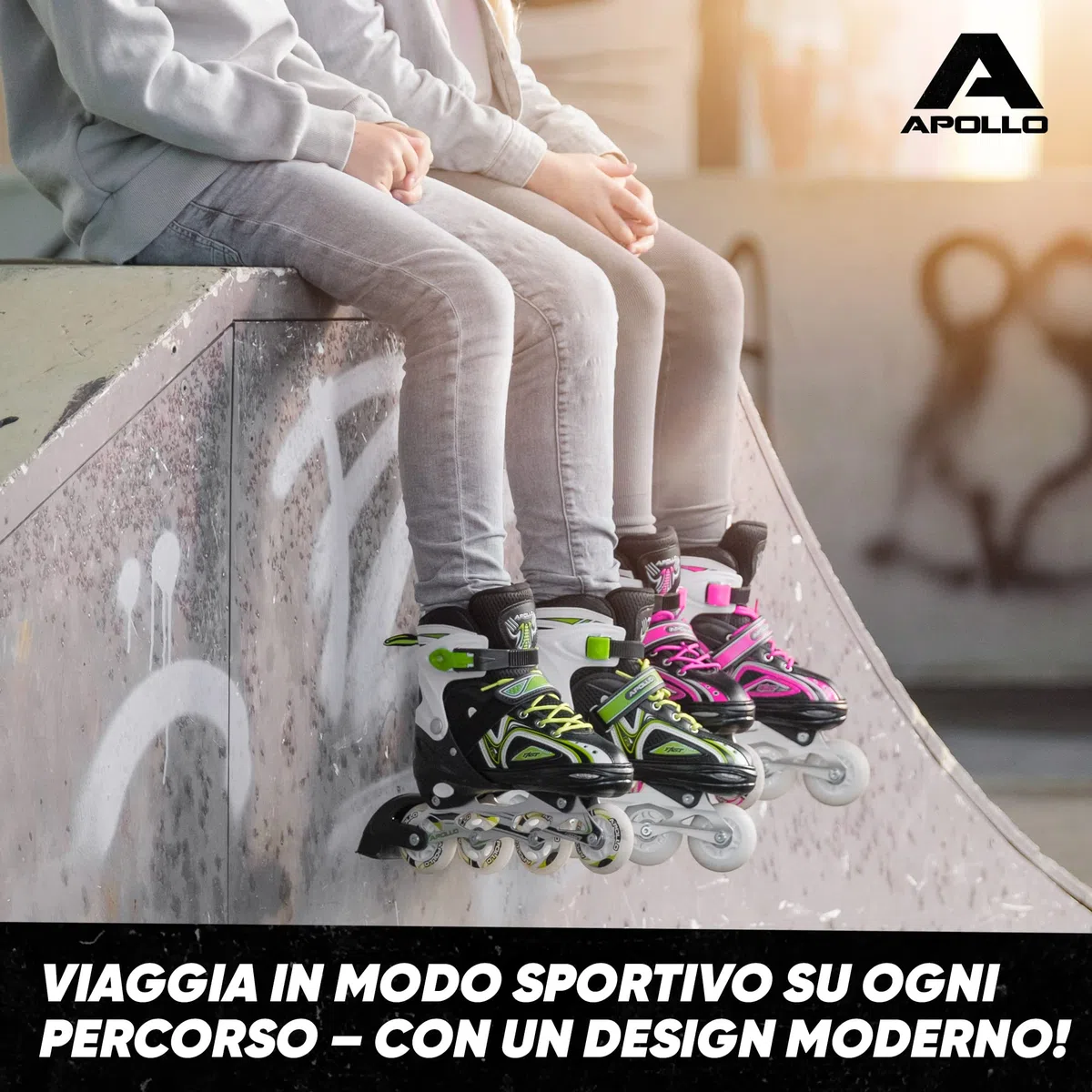 Apollo Super blades X Pro | Pattini in linea regolabili fino a 4 misure per bambini | Rotelle LED | Misura S, M, L | Pattini per Bambina e Bambino | Comodi e robusti pattini a rotelle