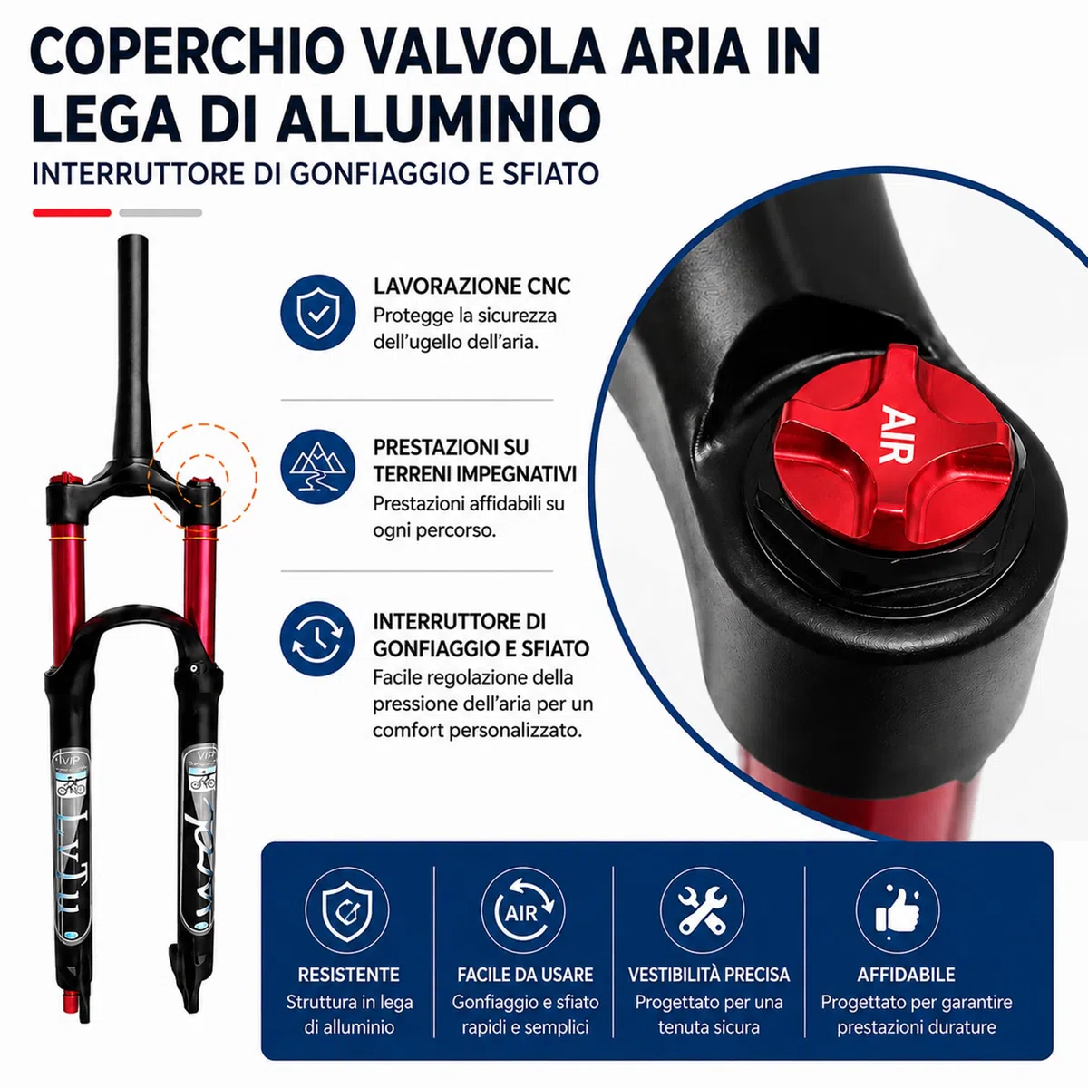 Aria Mountain Bike Forcella Anteriore MTB 26 27.5 29 Pollici 140mm Viaggio, 1-1/8" Leggero Freno a Disco Forcella Sospensione Bicicletta per 1.5-2.45" Pneumatici