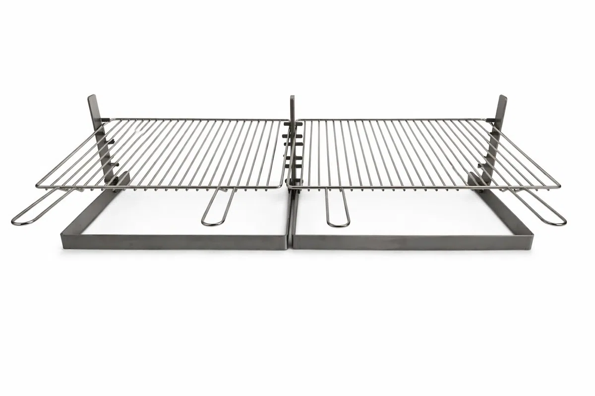 Griglia per Barbecue e Camino in Acciaio Cromato, Regolabile in Altezza, Struttura in Ferro, per Carne Pesce e Verdure (80x35 cm)
