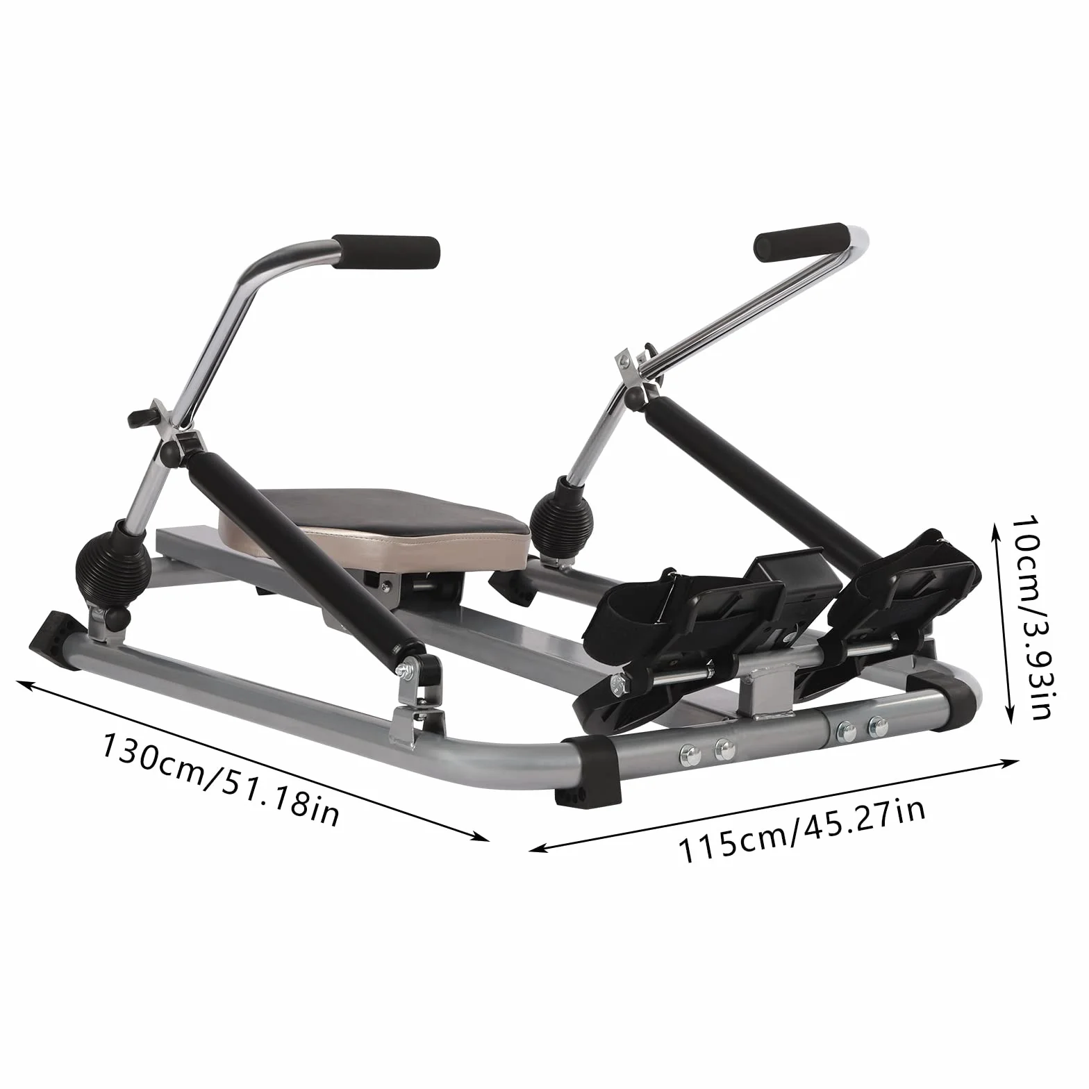 Vogatore idraulico, completamente mobile, regolabile, con resistenza a gradini da 15 a 55 kg, sedile morbido e monitor LCD e guida lunga da 45 pollici per esercizi cardio(scuro)