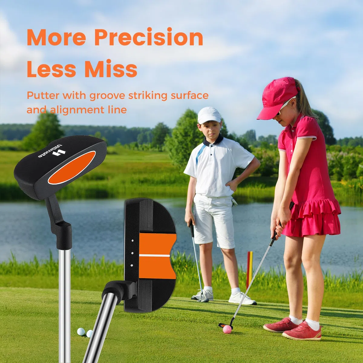 LIFEZEAL Pbastoni da golf per bambini destrimani con #3 Fairway, ferro #7 e #9, Putter, Cappotta, Attrezzatura da golf per bambini e ragazze da 8 a 10 anni