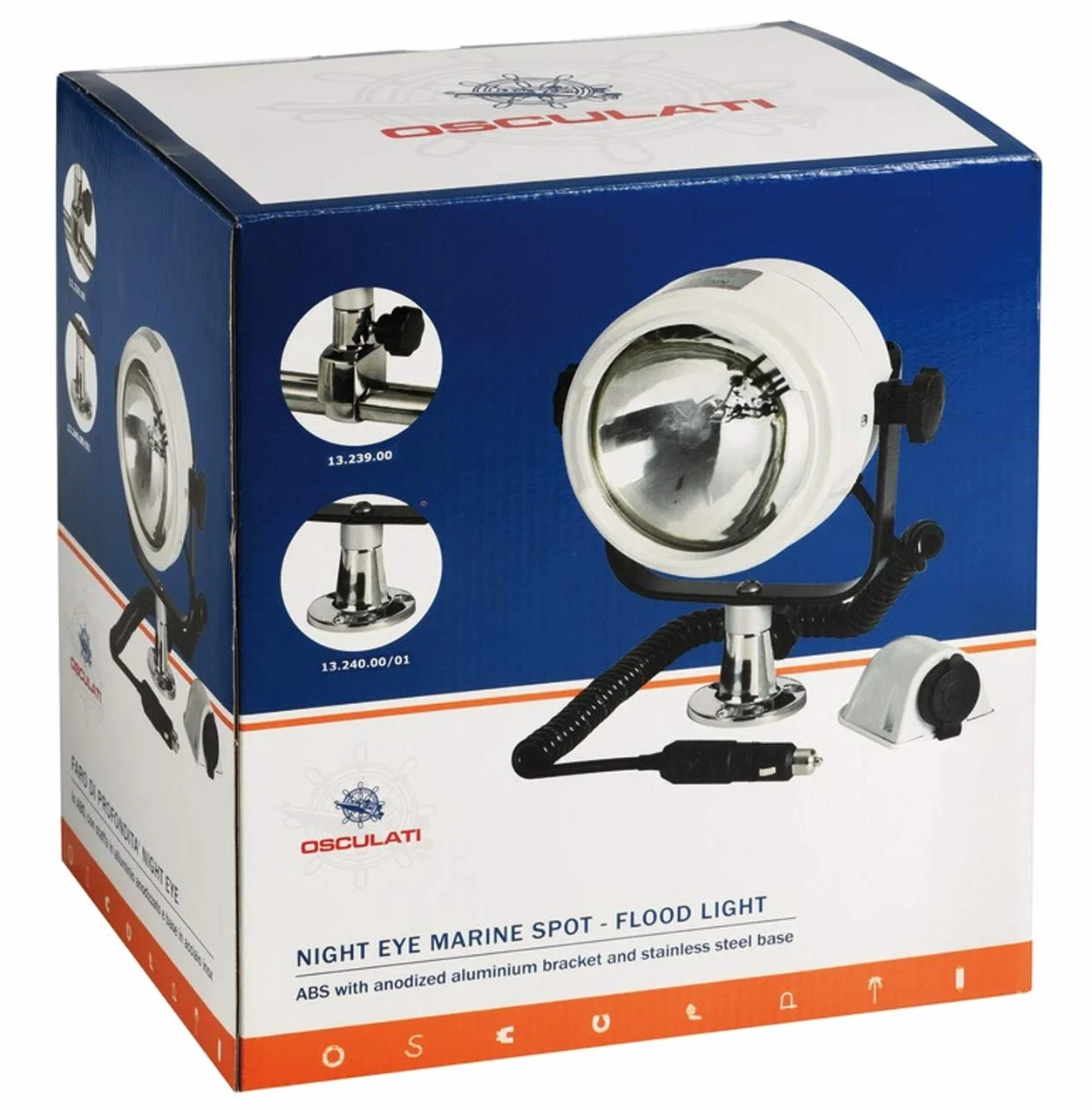 OSCULATI Faro Night Eye Ottone Cromato 12 V