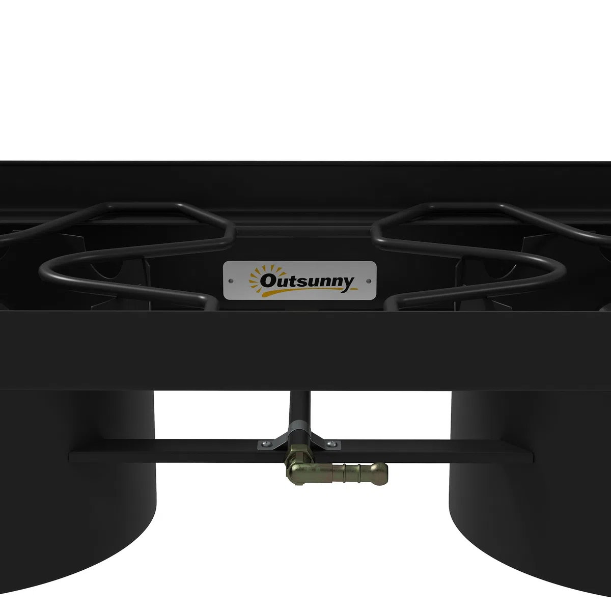 Outsunny Fornello a Gas con 2 Bruciatori 9.2 KW, Fornello da Campeggio in Metallo con Gambe Rimovibili, Nero