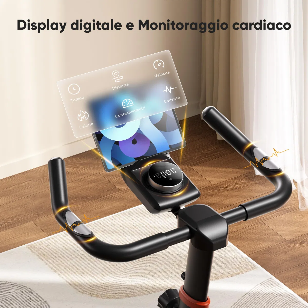 GIDGIMO Cyclette da Casa 2026 con Resistenza Magnetica Regolabile 100 Livelli, Spinning Bike Silenziosa con Schermo LCD, Sedile Traspirante, Sensore di Frequenza Cardiaca, Capacità Massima 200KG