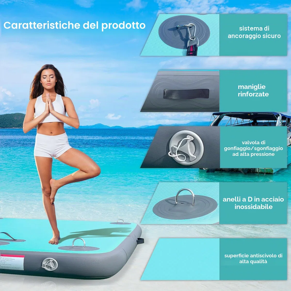 AWSUM Piattaforma gonfiabile per il nuoto Air Dock Piattaforma galleggiante Dock galleggiante Dock gonfiabile per lago, piscina, spiaggia, oceano