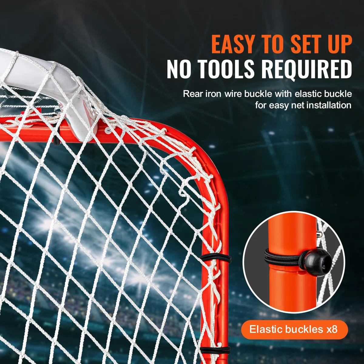 VEVOR Rete di Hockey per Strada, Porta da Hockey in Acciaio Interni Esterni, Set di Porte da Allenamento, Pro Regolamentare Ufficiale Porta da Hockey Portatile con Rete 183 x 122 cm, Bianco e Rosso