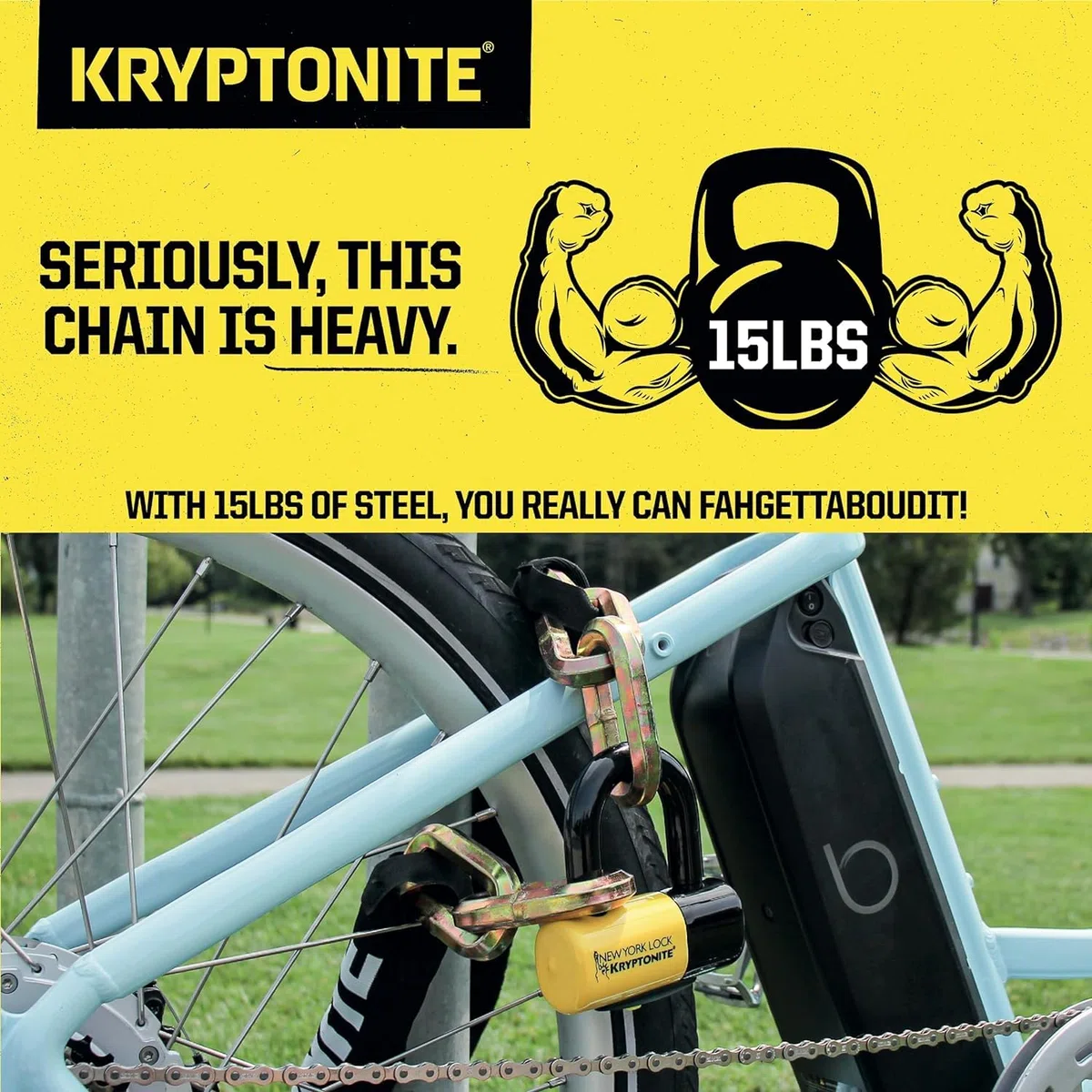 Kryptonite 0720018999492 New York Fahgettaboudit Catena 1415 con NY Disc 15 mm Shackle, 14 mm x 150 cm