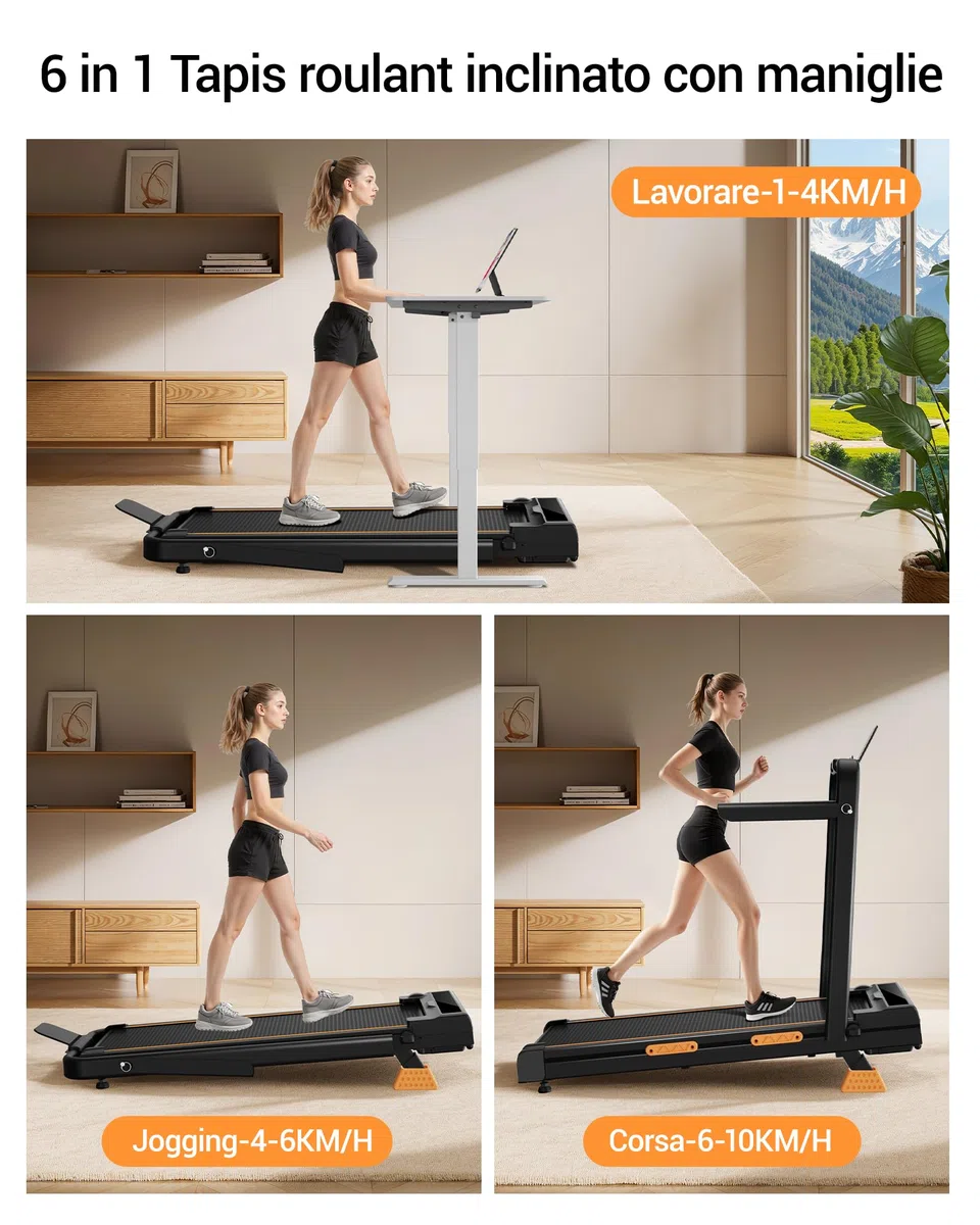 LONTEK Tapis Roulant Salvaspazio Elettrico con Inclinazione 16%, 10KM/H Tapis Roulant Elettrico Pieghevole, Schermo LED, Telecomando, 3.0 CV Mini Walking Pad, Tapirulan da Casa, Carico Massima 136KG
