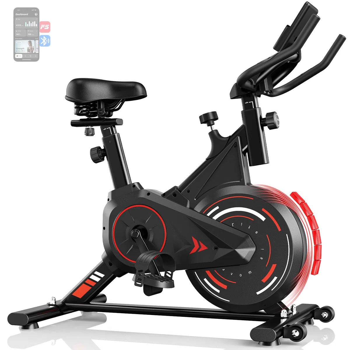 Dskeuzeew Cyclette da Casa con App, cyclette da camera con Resistenza Magnetica 0-100%, Basso Rumore, Supporto per Tablet e Rilevamento della Frequenza Cardiaca, Supporta fino a 160 kg