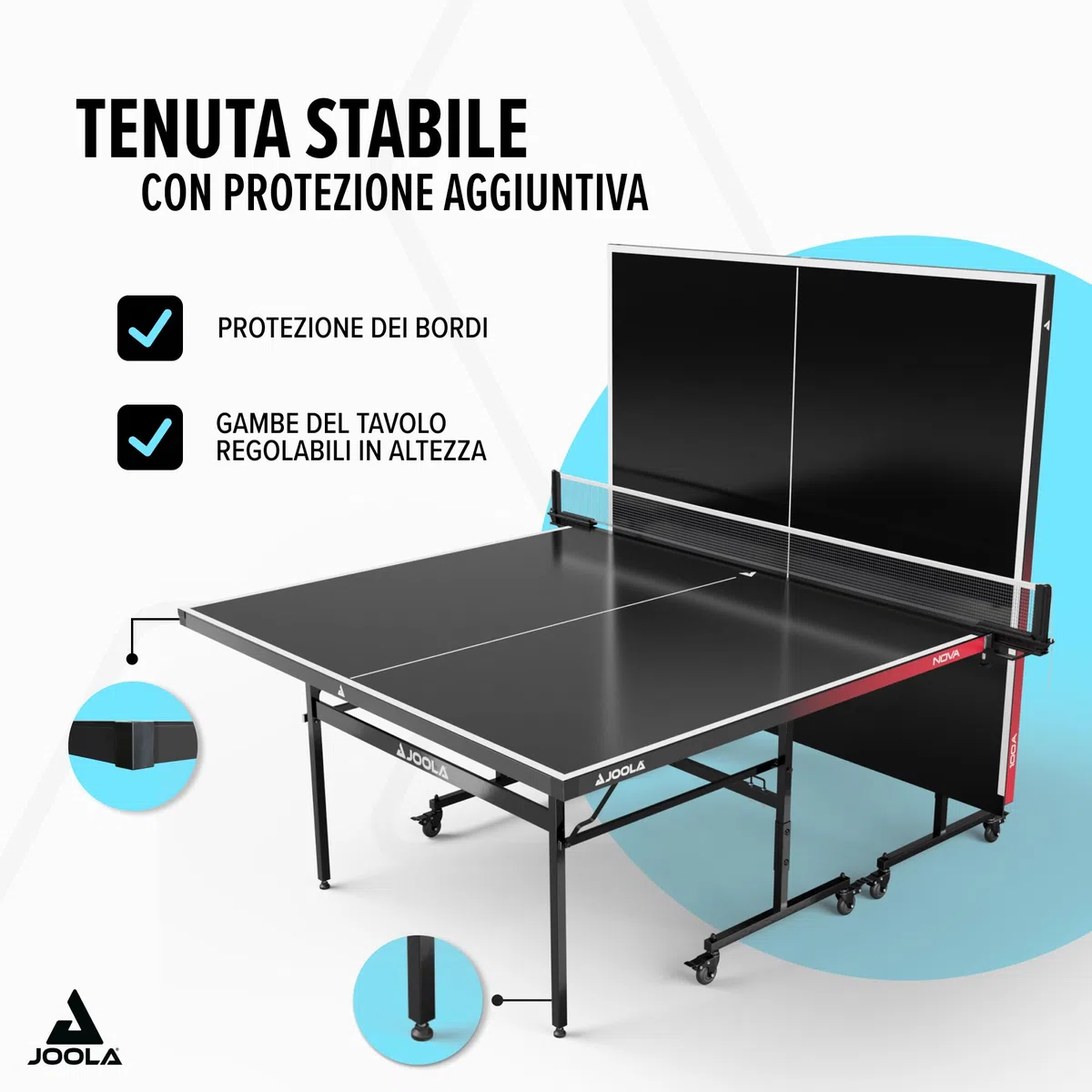 JOOLA tavolo da ping pong NOVA-resistente alle intemperie,pieghevole,regolabile in altezza con rete da ping pong